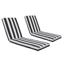 2PCS Outdoor Lounge Chair Cushion Replacement Patio Funiture Seat Cushion Chaise Lounge Cushion-black/white Stripe -Outdoor Living Gardens GUEST 363c577e 7e8d 4578 8d40 a9e20150a3e8
