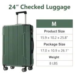 24 Inch Green Hardshell Luggage Lightweight Durable ABS Suitcases With Double Wheels Expandable Checked -Outdoor Living Gardens GUEST 370cc8b5 f434 4696 8301 2e9928901b02