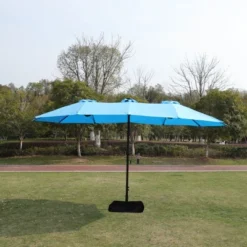 15x9Ft Large Double-Sided Rectangular Outdoor Twin Patio Market Umbrella With Light And Base- Red -Outdoor Living Gardens GUEST 392982d6 8f5b 4576 bc0b 90deb60f829c