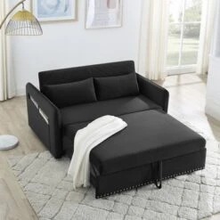 3-in-1 Velvet Sleeper Sofa Bed With USB Port - Adjustable, Pull-Out Bed, 2 Lumbar Pillows, Side Pocket, Ideal For Living Room & Bedroom -Outdoor Living Gardens GUEST 3a4be67d 5b93 4f24 ab8f 2d4e3614a89e