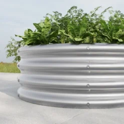 Silver Metal Raised Garden Bed, 32.08x11.4 Inches Tall Round Planter For Vegetables, Flowers, Herbs, And Fruits - Perfect For Outdoor Backyard Patio -Outdoor Living Gardens GUEST 3b31f5c6 a9b1 468e 9a4f 5618c8503492