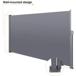 138" X 71" Retractable Side Awning, Waterproof And UV-Resistant, Privacy Screen Divider Roll Up Balcony(Grey)