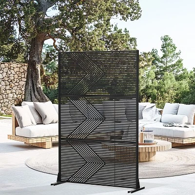 47-inches W X 72-inches H Black Galvanized Sheet Screen Outdoor And Lndoor Divider For Balcony Patio Garden Room Divider (V-shaped) 8 47-inches W X 72-inches H Black Galvanized Sheet Screen Outdoor And Lndoor Divider For Balcony Patio Garden Room Divider (V-shaped) - Image 6