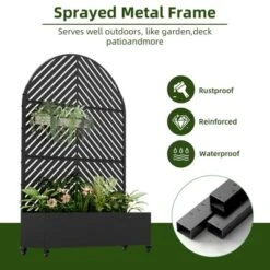 73" X 47" Wrought Iron Black Arch Planter Box With Climbing Rack (Parallel Line ) 16 73" X 47" Wrought Iron Black Arch Planter Box With Climbing Rack (Parallel Line ) -Outdoor Living Gardens GUEST 3cb99907 a174 4d3f 9022 d248a8d1613e
