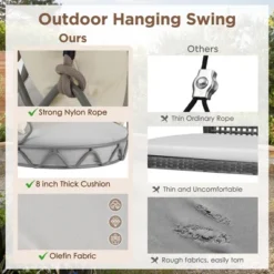 UV-Resistant Cushioned Outdoor Hanging Basket Swing Chair With Olefin Fabric - Ideal For Patio, Porch And Balcony -Outdoor Living Gardens GUEST 3dd06b65 007f 499f a7f1 5fcfa196bfc8