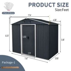 8ft X 4ft Outdoor Metal Storage Shed With Metal Foundation,Gray -Outdoor Living Gardens GUEST 3dd9fc08 de17 4a3e b222 1f07bc57e50d