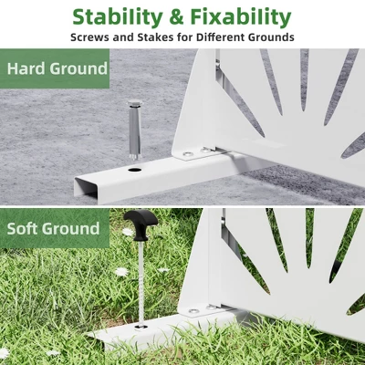 46.8in.W X 71.37in.H White Galvanized Sheet Outdoor Private Screen Decorative Art Panel 5 46.8in.W X 71.37in.H White Galvanized Sheet Outdoor Private Screen Decorative Art Panel - Image 3