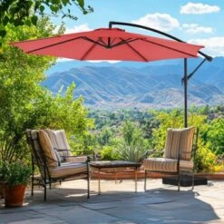 9.8FT Offset Patio Umbrella Hanging Cantilever Umbrella Outdoor Sun Shade With Easy Tilt Adjustment, 8 Ribs, UV Protection For Backyard -Outdoor Living Gardens GUEST 3fbe614b 2443 4aac bab3 b5efd182bb65
