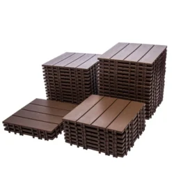 76-Pack 11.42"x11.42" Plastic Interlocking Deck Tiles - 68.80 Sq.Ft Outdoor Plastic Flooring, Super Durable, Waterproof -Outdoor Living Gardens GUEST 3fc6c94b 6ca0 40dc 9af5 b351f3689c46