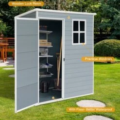 5ft X 3ft Resin Outdoor Storage Shed Plastic Garden Sheds With Floor And Lockable Door For Backyard, Lawn, Grey (W540S00019) -Outdoor Living Gardens GUEST 4040f9b3 f439 442f 9e16 01a06c9d6eba
