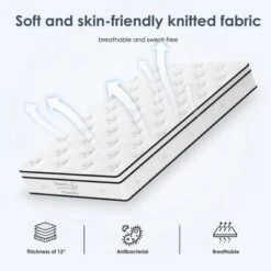 Full Size Mattress,12 Inch Hybrid Mattress, Individually Pocketed Innerspring, Medium FirmFull