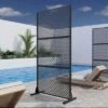 Double-Grid Weave Black Galvanized Steel Panel Screen | 183H X 120W X 40D Cm -Outdoor Living Gardens GUEST 4248e3f4 d2c1 4ee1 a730 529fdc7b8f8d