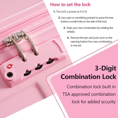 28 Inch Pink Hardshell Luggage Lightweight Durable ABS Suitcases With Double Wheels Expandable Checked 4 28 Inch Pink Hardshell Luggage Lightweight Durable ABS Suitcases With Double Wheels Expandable Checked - Image 2