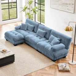 Oversized L Shaped Cloud Couch For Living Room Deep Seat Sofa Couch With Convertible Ottoman Chenille Light Coffee -Outdoor Living Gardens GUEST 4562adcf 0ca9 4fa3 86cd 82872dbe4ad2