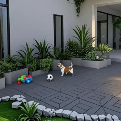 44 Pcs 12" Patio Deck Tiles, DIY Module Interlocking Decking Tiles Floor Tile Outdoor And Indoor