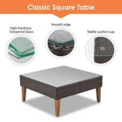 4-pieces Outdoor Wicker Sofa Set, Patio Furniture With Colorful Pillows, L-shape Sofa Set, Beige Cushions And Brown Rattan -Outdoor Living Gardens GUEST 4b635b74 42a8 430f 8035 89b64adac603