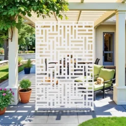 47-inches W X 72-inches H White Galvanized Sheet Screen Outdoor And Lndoor Divider For Balcony Patio Garden Room Divider (Helen Steet 01 ) -Outdoor Living Gardens GUEST 4b75edb5 8717 48f1 a047 6fe3fe42441a