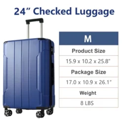 24 Inch Blue Hardshell Luggage Lightweight Durable ABS Suitcases With Double Wheels Expandable Checked -Outdoor Living Gardens GUEST 4c8c5089 de5e 4131 92f2 809bb0654bde