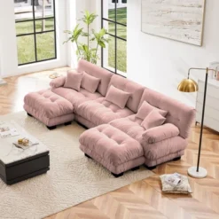 Luxury Modular Sectional Sofa Couch - Oversized U Shaped Cloud Couch For Living Room,Deep Seat Sofa Couch With 2 Ottomans ,Chenille Green -Outdoor Living Gardens GUEST 4d7f98d4 54c8 4962 9663 0cf3cfb6d035
