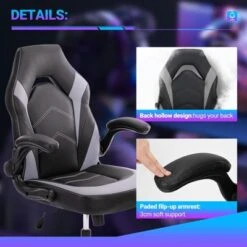 PU Leather Ergonomic Swivel Office Chair With Lumbar Support, Computer Gaming Chair