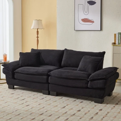 Stylish Corduroy Deep Seat Sofa: Loveseat Size With Pillows And Sleeper Function 7 Stylish Corduroy Deep Seat Sofa: Loveseat Size With Pillows And Sleeper Function - Image 5