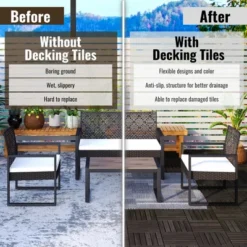 10 PCS Interlocking Deck Tiles Checker Pattern, 12" X 12" Light Gray Square Acacia Hardwood Outdoor Flooring -Outdoor Living Gardens GUEST 52349467 8d0e 4951 88fd fcd0e6406d56