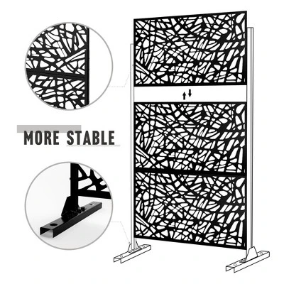 1-Piece 46.8in.W X 71.37in.H Black Mesh Metal Outdoor Privacy Screen Decorative Art Panel 6 1-Piece 46.8in.W X 71.37in.H Black Mesh Metal Outdoor Privacy Screen Decorative Art Panel - Image 4