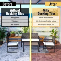 10 PCS Interlocking Deck Tiles Striped Pattern, 12" X 12" Square Acacia Hardwood Outdoor Flooring -Outdoor Living Gardens GUEST 55180b62 7e6d 44fa b31e 81fb19806c4a