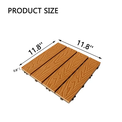 11 PCS 11.7" X 11.7" Square Plastic Wood Deck Tiles With Texture, Outdoor Terrace Flooring,Orange 5 11 PCS 11.7" X 11.7" Square Plastic Wood Deck Tiles With Texture, Outdoor Terrace Flooring,Orange - Image 3