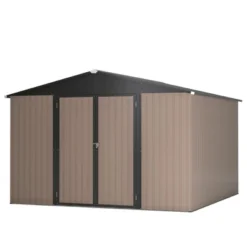 10x10 FT Grey Outdoor Storage Shed Large Metal Tool Sheds With Updated Frame Structure And Lockable Doors Garden Shed -Outdoor Living Gardens GUEST 555ad487 3e0c 4519 815f 61577b2f53d2