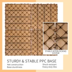 Plastic Interlocking Deck Tiles, 12.00"x12.00" (Pack Of 44), For Patio, Outdoor Waterproof, All Weather -Outdoor Living Gardens GUEST 55add93c c8d6 43e8 98b1 18fa6601a240