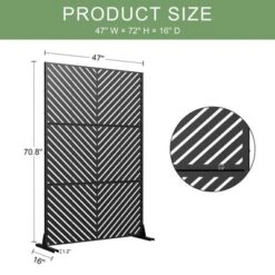 1-Piece 46.8in.W X 71.37in.H Black Parallel Line Galvanized Outdoor Privacy Screen Garden Screen Decorative Art Panel -Outdoor Living Gardens GUEST 5612380f 69fd 4111 9c20 461297ed6672
