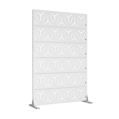 46.8in.W X 71.37in.H White Galvanized Sheet Outdoor Private Screen Decorative Art Panel 4 46.8in.W X 71.37in.H White Galvanized Sheet Outdoor Private Screen Decorative Art Panel - Image 2