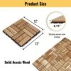 20 PCS Interlocking Deck Tiles Checker Pattern, 12" X 12" Square Yellow Acacia Hardwood Outdoor Flooring