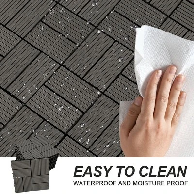 Wood Plastic Composite Deck Tiles Set Of 20pcs, Composite Decking Resist Rust,DIY Interlocking Decking Tiles, Floor Tile,Durable, 12x12in Dark Grey 5 Wood Plastic Composite Deck Tiles Set Of 20pcs, Composite Decking Resist Rust,DIY Interlocking Decking Tiles, Floor Tile,Durable, 12x12in Dark Grey - Image 3