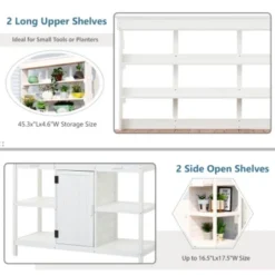 Garden Potting Table With Storage: 66" Farmhouse Design, 2 Drawers, Cabinet, Shelves