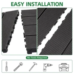 9 PCS Heavy-duty & Recyclable Wood-Plastic Interlocking Deck Tiles 11.8" X 11.8"- Waterproof Outdoor And Indoor Flooring For Patio -Outdoor Living Gardens GUEST 5f80ce77 fcd0 4b5e b04b 91045a272110