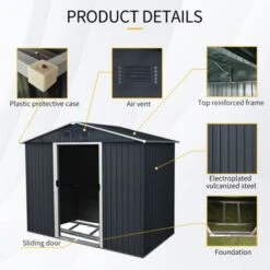 8ft X 4ft Outdoor Metal Storage Shed With Metal Foundation,Gray -Outdoor Living Gardens GUEST 60f499e3 c328 4b3f bd7c e2183afa8a09
