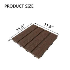 11 PCS 11.7" X 11.7" Textured Square Plastic Wood Deck Tiles, Outdoor Terrace Flooring In Brown -Outdoor Living Gardens GUEST 60f6747c ab07 4920 be24 f020a7b1bf04