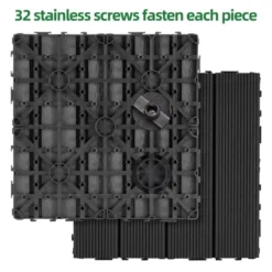 9 PCS Heavy-duty & Recyclable Wood-Plastic Interlocking Deck Tiles 11.8" X 11.8"- Waterproof Outdoor And Indoor Flooring For Patio -Outdoor Living Gardens GUEST 61dd4568 4260 4e85 9b1e a847b34bcb82