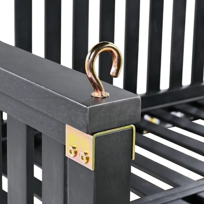 Minimalist Twin Garden Swing Bed With Ropes, Acacia Wood, Safe Sloped Design 6 Minimalist Twin Garden Swing Bed With Ropes, Acacia Wood, Safe Sloped Design - Image 4