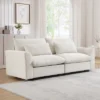Beige Corduroy Deep Seat Couch: Stylish And Comfortable For Apartment Living