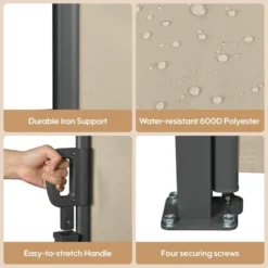 276" X 71" Retractable Side Awning, Waterproof And UV-Resistant, Privacy Screen Divider Roll Up Balcony(Grey) -Outdoor Living Gardens GUEST 65fa910c a1cb 4968 be00 73cb11a06724