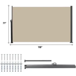 Retractable Side Screen Awning, UV Resistant, Waterproof, Patio Privacy Screen For Garden, Balcony, 118.1" X 70.9" -Outdoor Living Gardens GUEST 66bd9e87 3c4d 421a ae46 a47d091e078c
