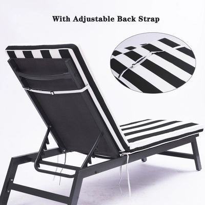 1PCSOutdoor Lounge Chair Cushion Replacement Patio Funiture Seat Cushion Chaise Lounge Cushion-Black/white Stripe 4 1PCSOutdoor Lounge Chair Cushion Replacement Patio Funiture Seat Cushion Chaise Lounge Cushion-Black/white Stripe - Image 2