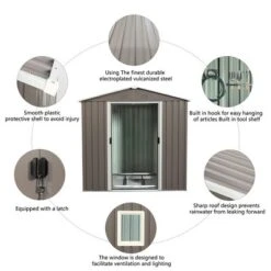 6ft X 5ft Outdoor Metal Storage Shed Gray With Window -Outdoor Living Gardens GUEST 6915c614 3761 44e4 b105 18cdc64cd618