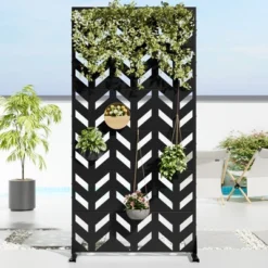 Fish Bone Pattern Black Galvanized Sheet Outdoor Privacy Screen, Garden Screen -Outdoor Living Gardens GUEST 69333456 1055 4fae b2e0 d19837ed755d