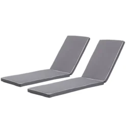2PCS Set Outdoor Lounge Chair Cushion Replacement Patio Funiture Seat Cushion Chaise Lounge Cushion-Grey With White Border -Outdoor Living Gardens GUEST 694c0d12 63c1 4e03 85b2 0f2697621903