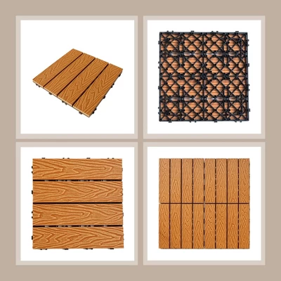 11 PCS 11.7" X 11.7" Square Plastic Wood Deck Tiles With Texture, Outdoor Terrace Flooring,Orange 4 11 PCS 11.7" X 11.7" Square Plastic Wood Deck Tiles With Texture, Outdoor Terrace Flooring,Orange - Image 2