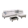 White And Black Semi-PU Leather Sectional Sofa - Modern L-Shaped Design, Tufted Cushions, Storage Ottoman, Chic Home D�cor -Outdoor Living Gardens GUEST 6be8be1b 0476 4ac1 8fae 7b8f27e6b8a9